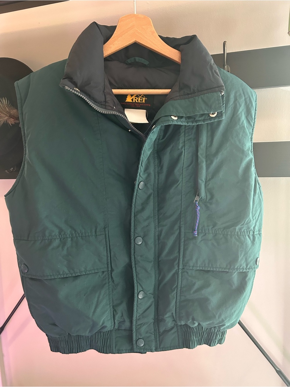 Vintage 90s REI Puffer Vest Hunter Green Neon Purple Women's S / Youth L